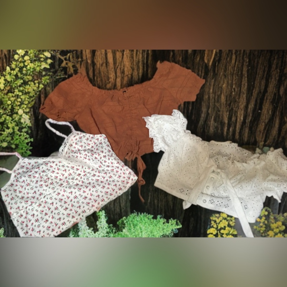 Cute Lot of 3 crop tops fairycore cottagecore size M